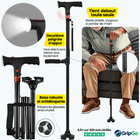 Canne de soutien pliable GripGo – Lampe LED, double poignée et base autoportante