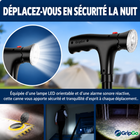 Canne de soutien pliable GripGo – Lampe LED, double poignée et base autoportante