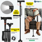 GripGo Folding Support Cane – LED Light, Dual Handle & Stand-Alone Base