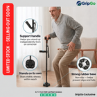GripGo Folding Support Cane – LED Light, Dual Handle & Stand-Alone Base