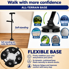 GripGo Folding Support Cane – LED Light, Dual Handle & Stand-Alone Base