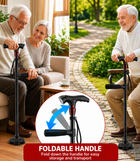 GripGo Folding Support Cane – LED Light, Dual Handle & Stand-Alone Base