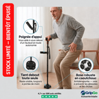 Canne de soutien pliable GripGo – Lampe LED, double poignée et base autoportante