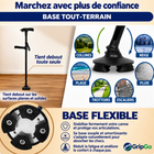 Canne de soutien pliable GripGo – Lampe LED, double poignée et base autoportante